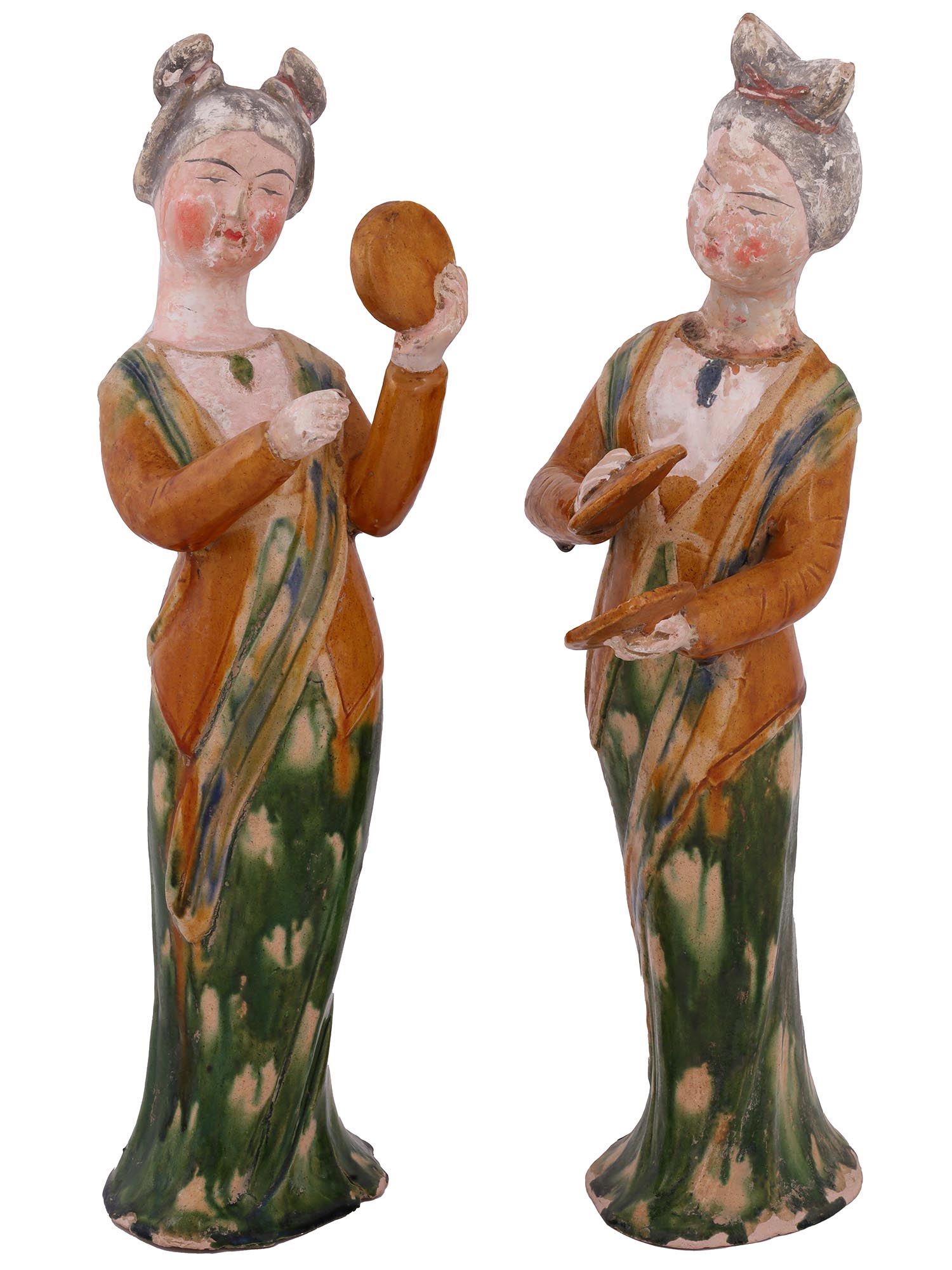 CHINESE TANG GLAZED CLAY FIGURES FEMALE MUSICIANS PIC-